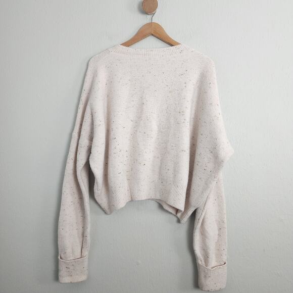 NWT Lumiere Confetti Speckled Wool Blend Dolman Sweater Pink Cream Long L - Picture 6 of 8